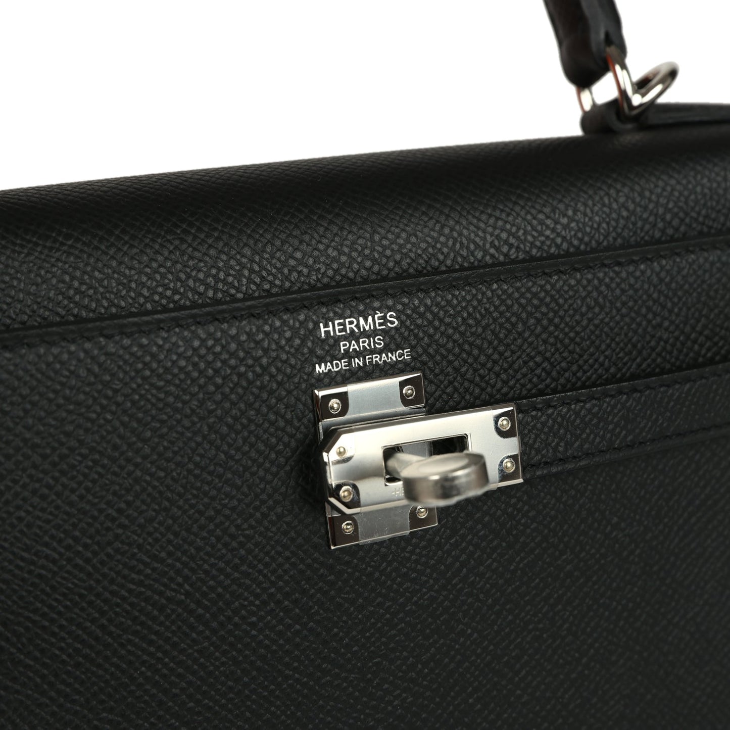 Hermes Kelly Sellier 25 Black Epsom Palladium Hardware
