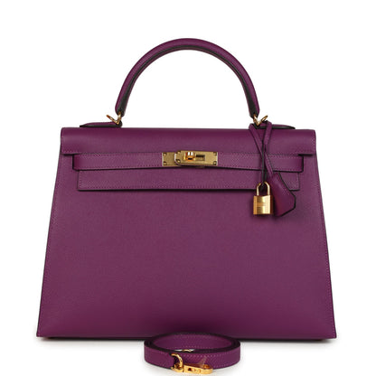 Hermes Kelly Sellier 32 Anemone Epsom Gold Hardware