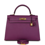 Hermes Kelly Sellier 32 Anemone Epsom Gold Hardware
