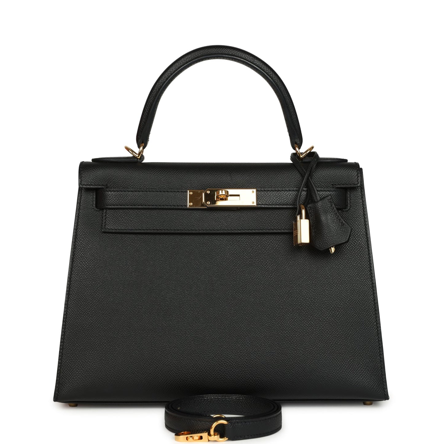 Hermes Kelly Sellier 28 Black Epsom Gold Hardware