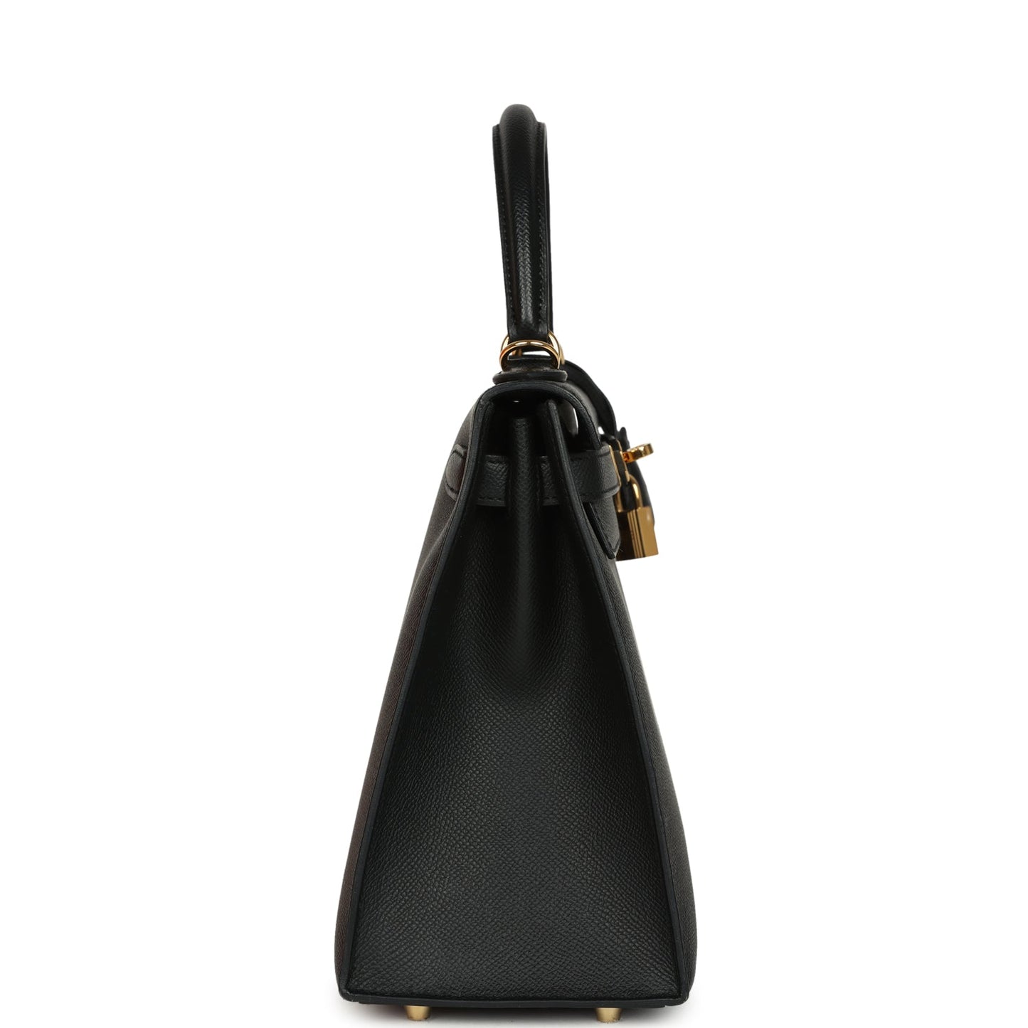 Pre-owned Hermes Kelly Sellier 28 Black Epsom Gold Hardware