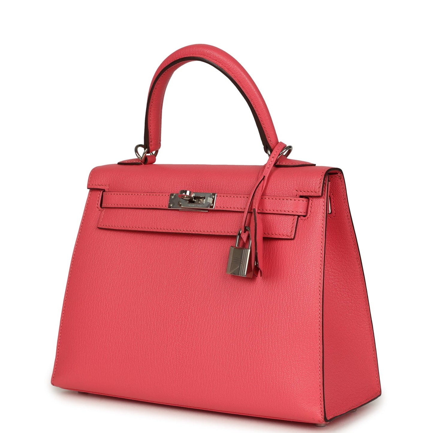 Hermes Kelly Sellier 25 Rose Lipstick Chevre Mysore Palladium Hardware
