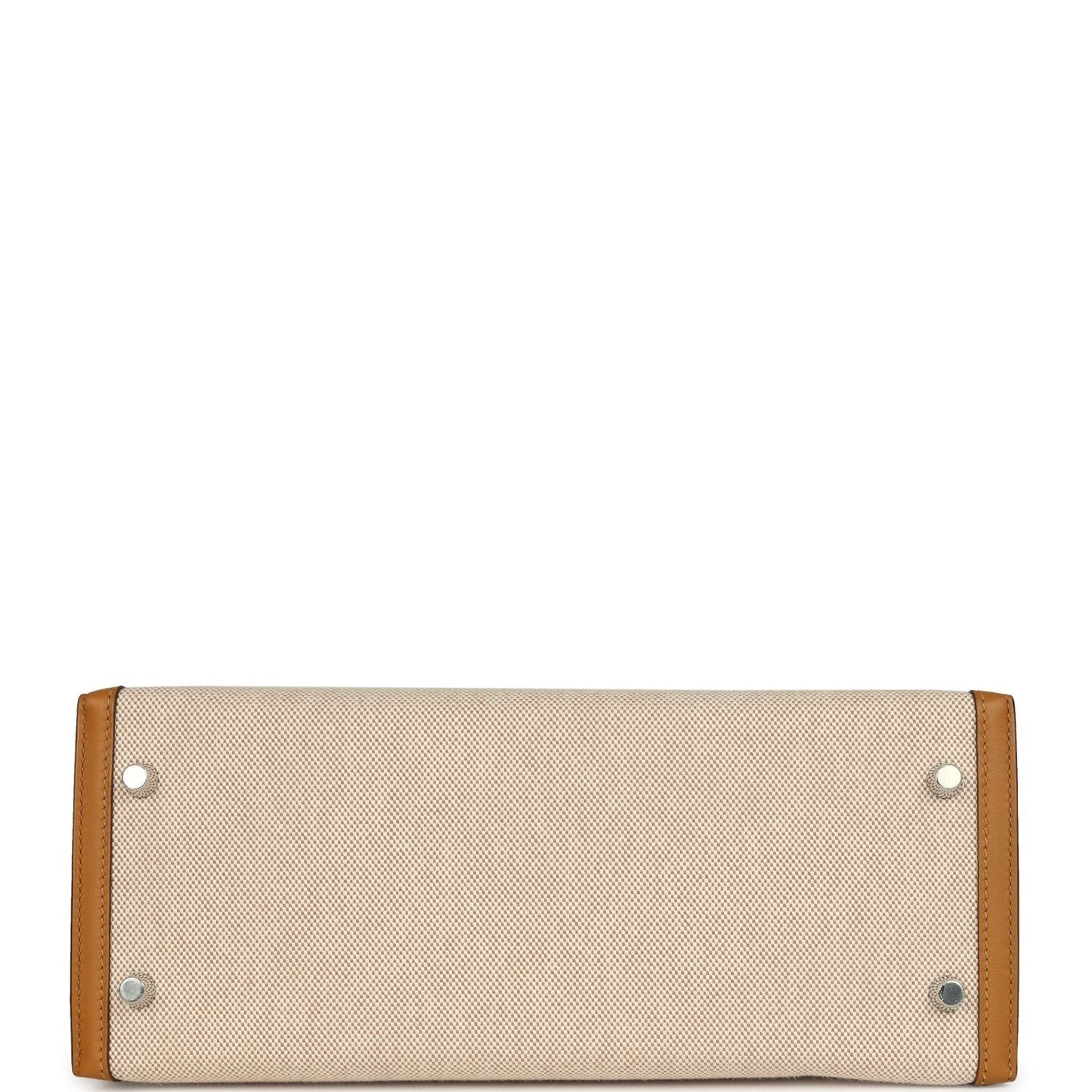 Hermes Kelly Sellier 28 Beige & Ecru Toile H Canvas and Sesame Swift Palladium Hardware