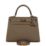 Hermes Kelly Sellier 28 Etoupe Epsom Gold Hardware