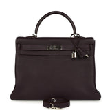 Hermes Kelly Retourne 35 Raisin Togo Palladium Hardware
