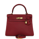 Hermes Kelly Retourne 28 Rouge Grenat Togo Gold Hardware