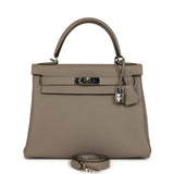 Hermes Kelly Retourne 28 Gris Asphalt Togo Palladium Hardware