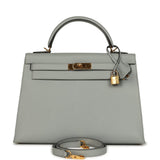 Hermes Kelly Sellier 32 Bleu Glacier Epsom Gold Hardware