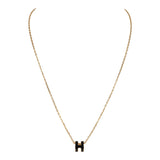Hermes Mini Pop H Pendant Necklace Black Enamel Lacquered Yellow Gold Hardware