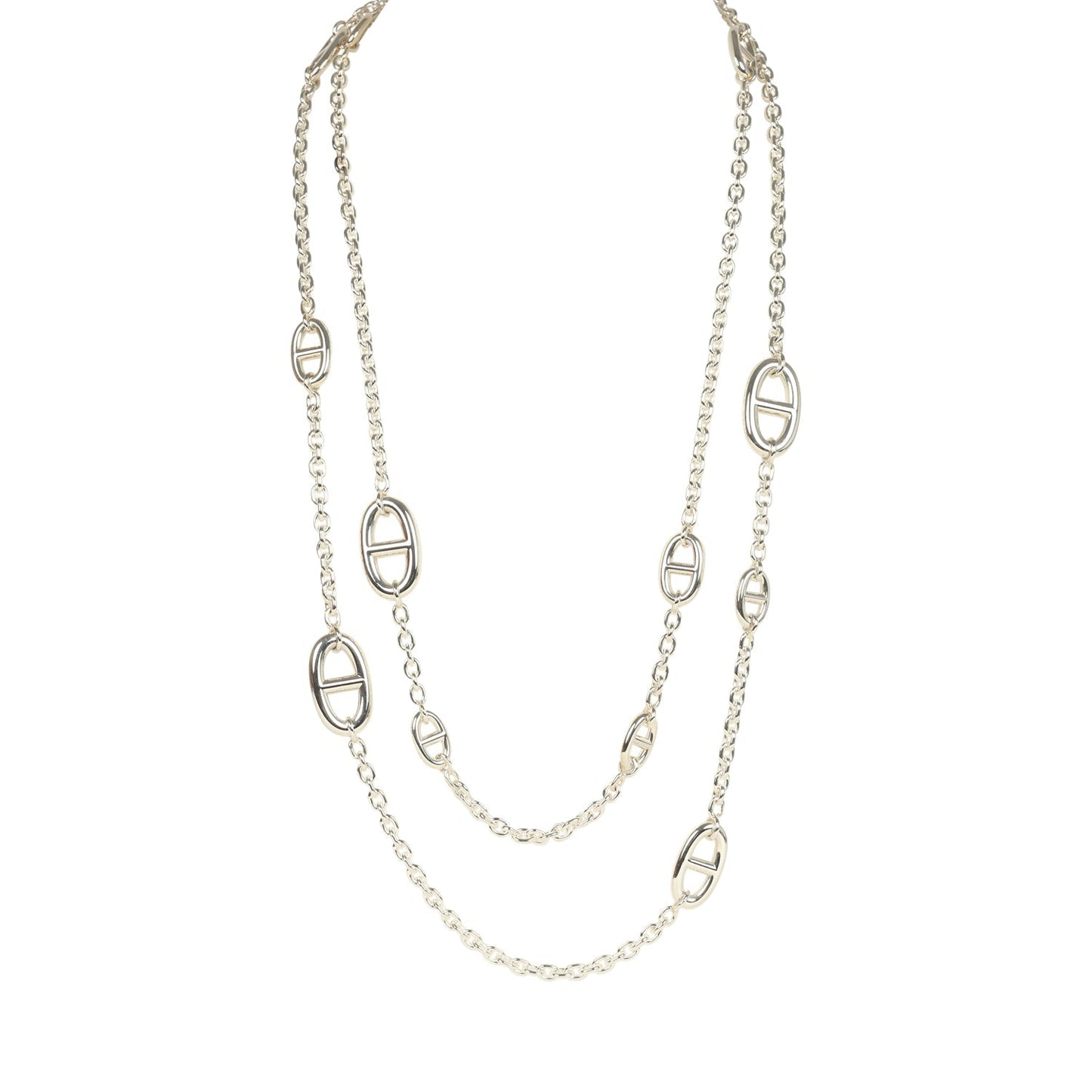Hermes Farandole Rope Necklace 120cm Sterling Silver Hardware