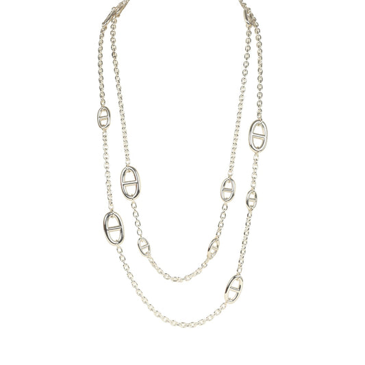 Hermes Farandole Rope Necklace 120cm Sterling Silver Hardware