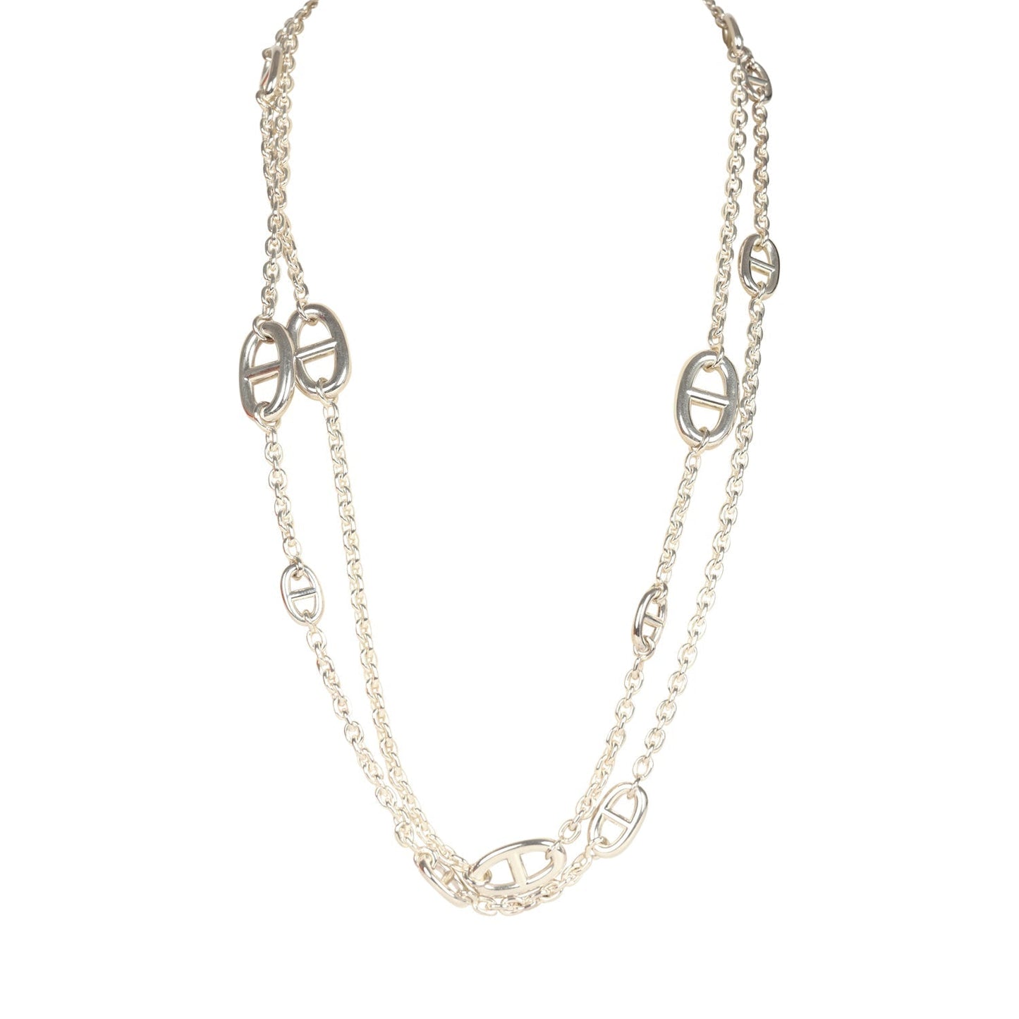 Hermes Farandole Rope Necklace 120 cm Sterling Silver Hardware