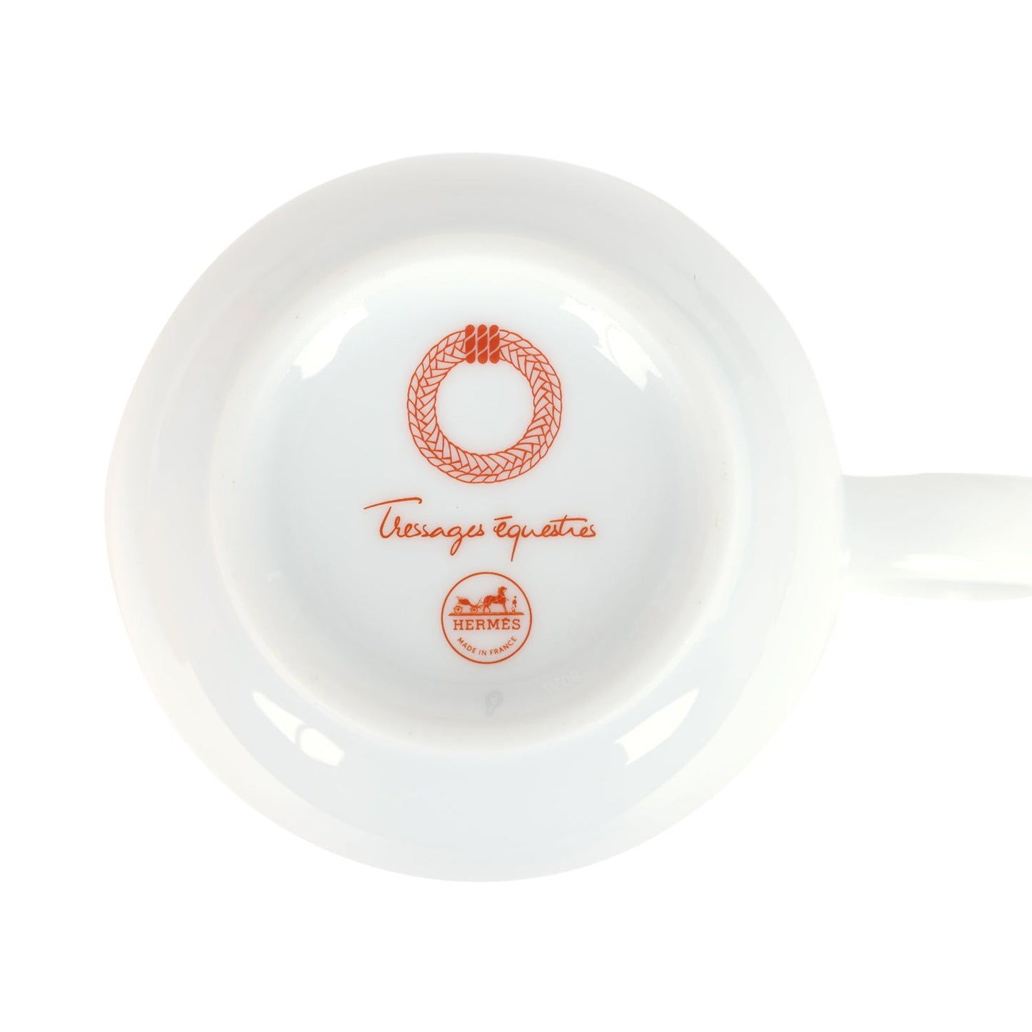 Hermes "Tressages Equestres" Orange/White/Red Porcelain Mug N°1
