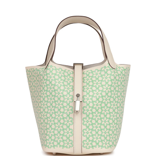 Hermes Picotin Lock 18 "Lucky Daisy" Nata Swift Palladium Hardware