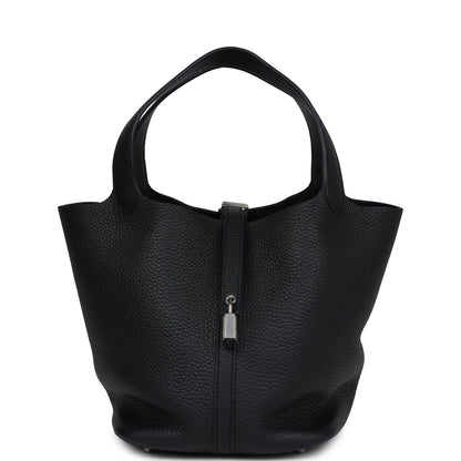 Hermes Picotin Lock 22 Black Clemence Palladium Hardware
