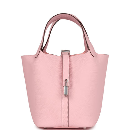 Hermes Picotin Lock 18 Rose Sakura Clemence Palladium Hardware