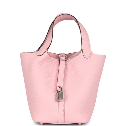 Hermes Picotin Lock 18 Rose Sakura Clemence Palladium Hardware