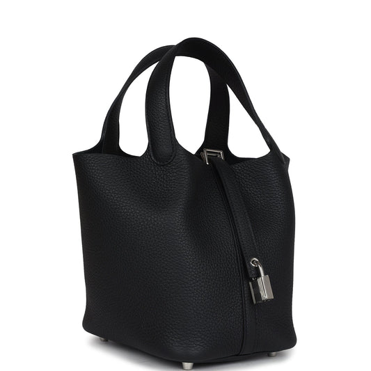 Hermes Picotin Lock 18 Black Clemence Palladium Hardware