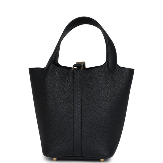 Hermes Picotin Lock 18 Black Clemence Gold Hardware