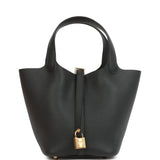 Hermes Picotin Lock 18 Black Clemence Gold Hardware