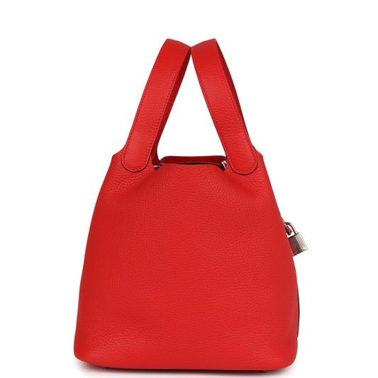 Hermes Picotin Lock 22 Rouge De Coeur Clemence Palladium Hardware
