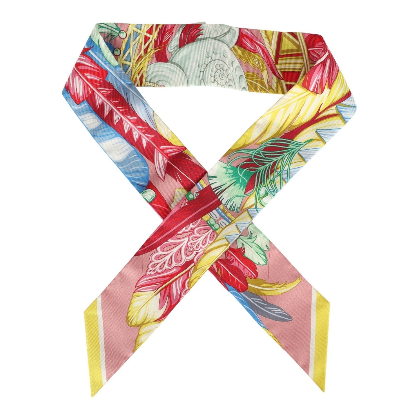 Hermes "Danse Pacifique" Vieux, Rose, Bleu and Vert Multi Silk Twilly