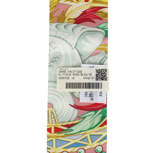 Hermes "Danse Pacifique" Vieux, Rose, Bleu and Vert Multi Silk Twilly