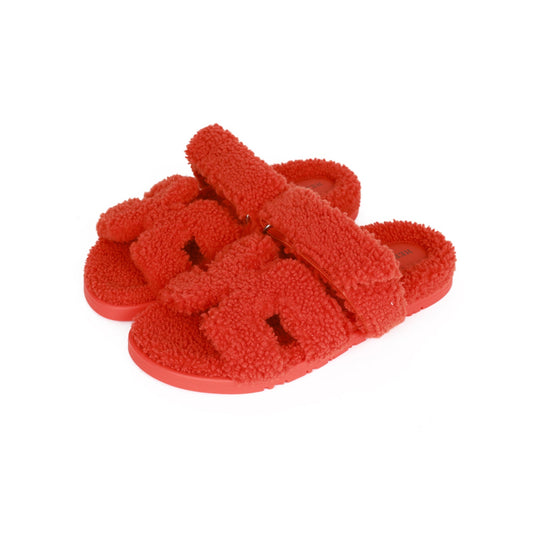 Hermes Chypre Techno Sandals Orange Woolskin 37.5