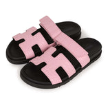 Hermes Chypre Techno Sandals Pink Matte Alligator Palladium Hardware 38