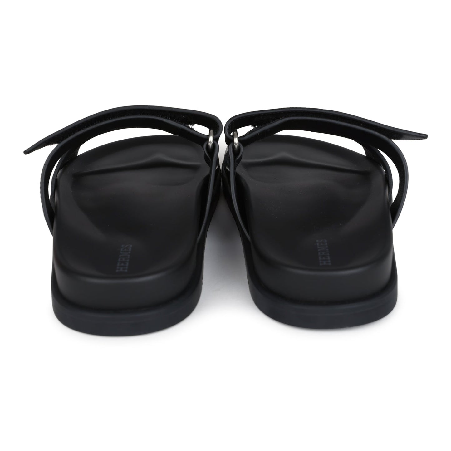 Hermes Chypre Techno Sandals Black Calfskin Palladium Hardware 38.5 EU