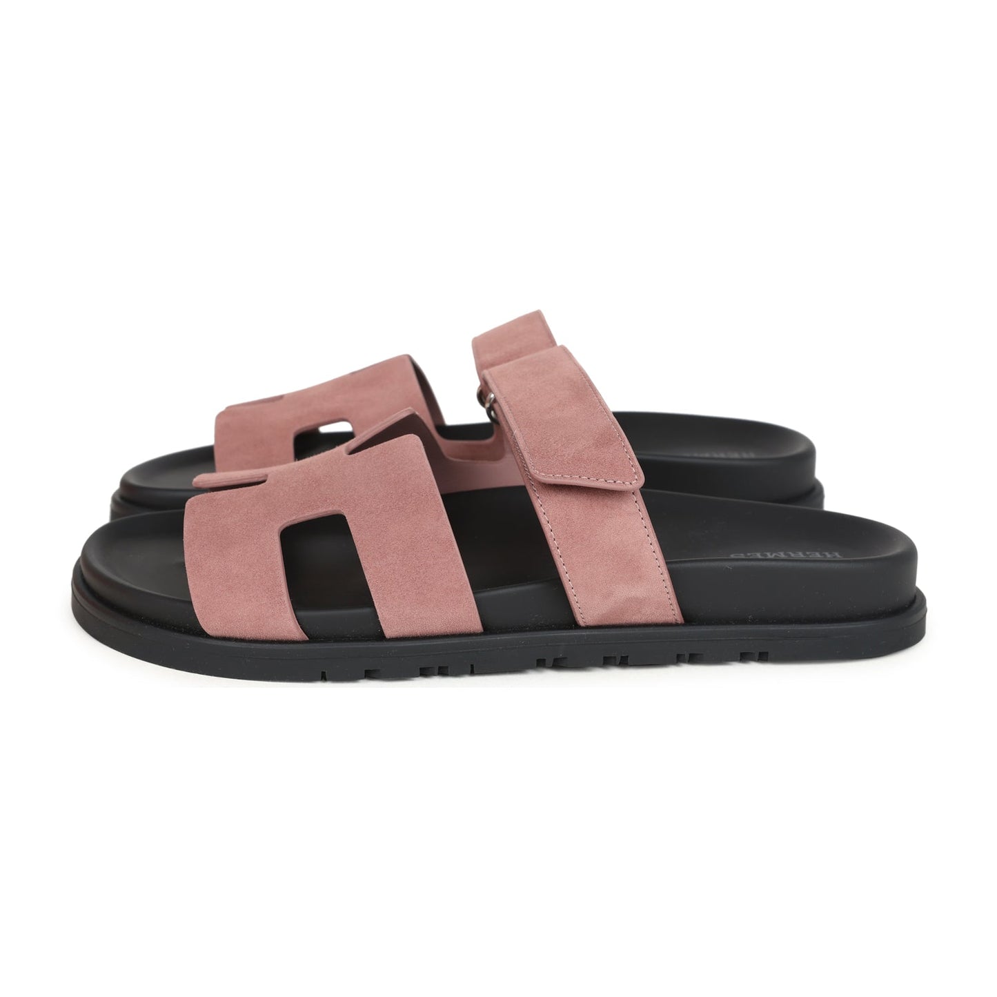 Hermes Chypre Techno Sandal Rose Antique Suede Palladium Hardware 39 EU