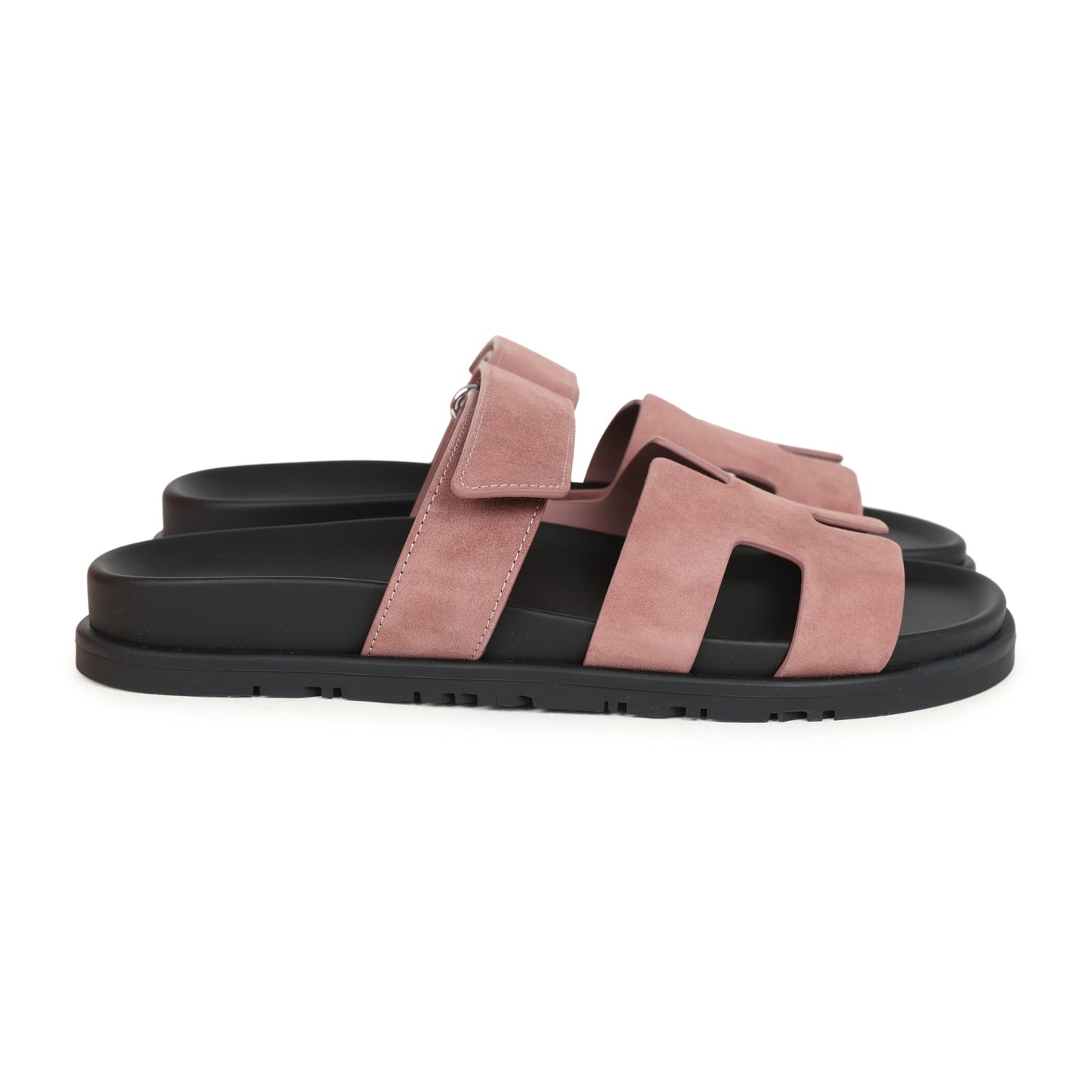 Hermes Chypre Techno Sandal Rose Antique Suede Palladium Hardware 38 EU