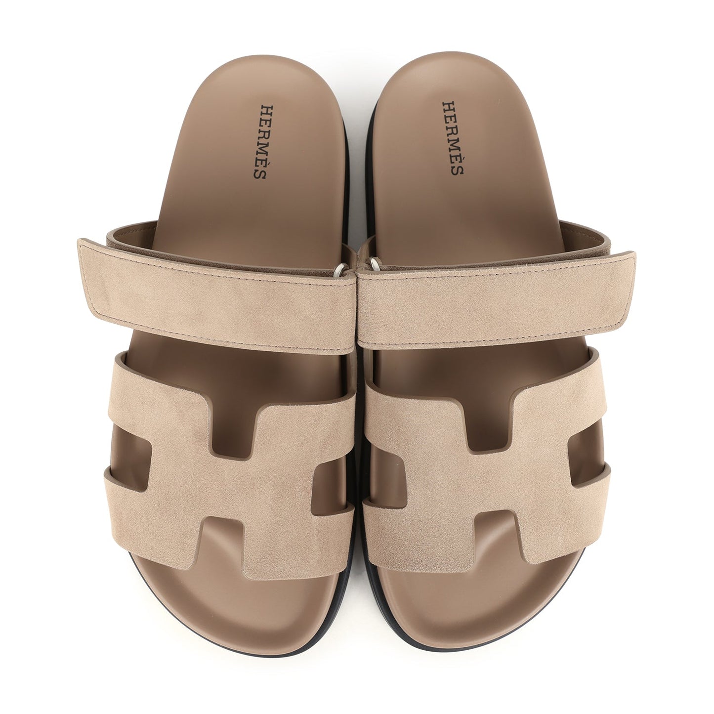 Hermes Chypre Techno Sandals Beige Sable Suede Palladium Hardware 39 EU