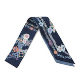 HERMES Twilly Brides de Gala en Fleurs Eyeliner Marine/Rose/Blue Jean Silk100%