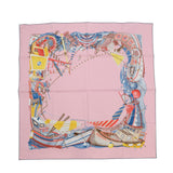 HERMES Carre Board-a-Board Size 80 Rose Dragee / Blue / YellowH41420SH03 Cotton100%
