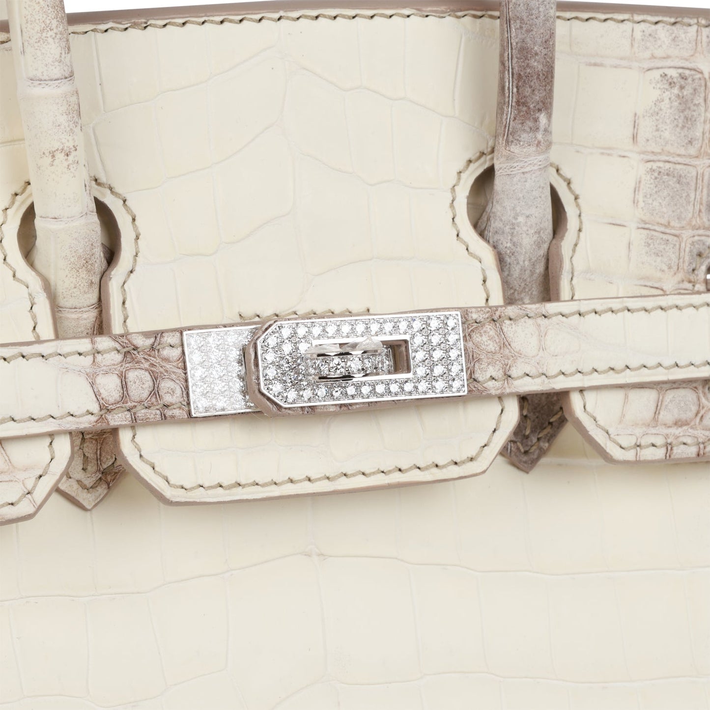 Luxury Hermes Birkin 25 Himalaya Niloticus Crocodile Diamond Encrusted Hardware