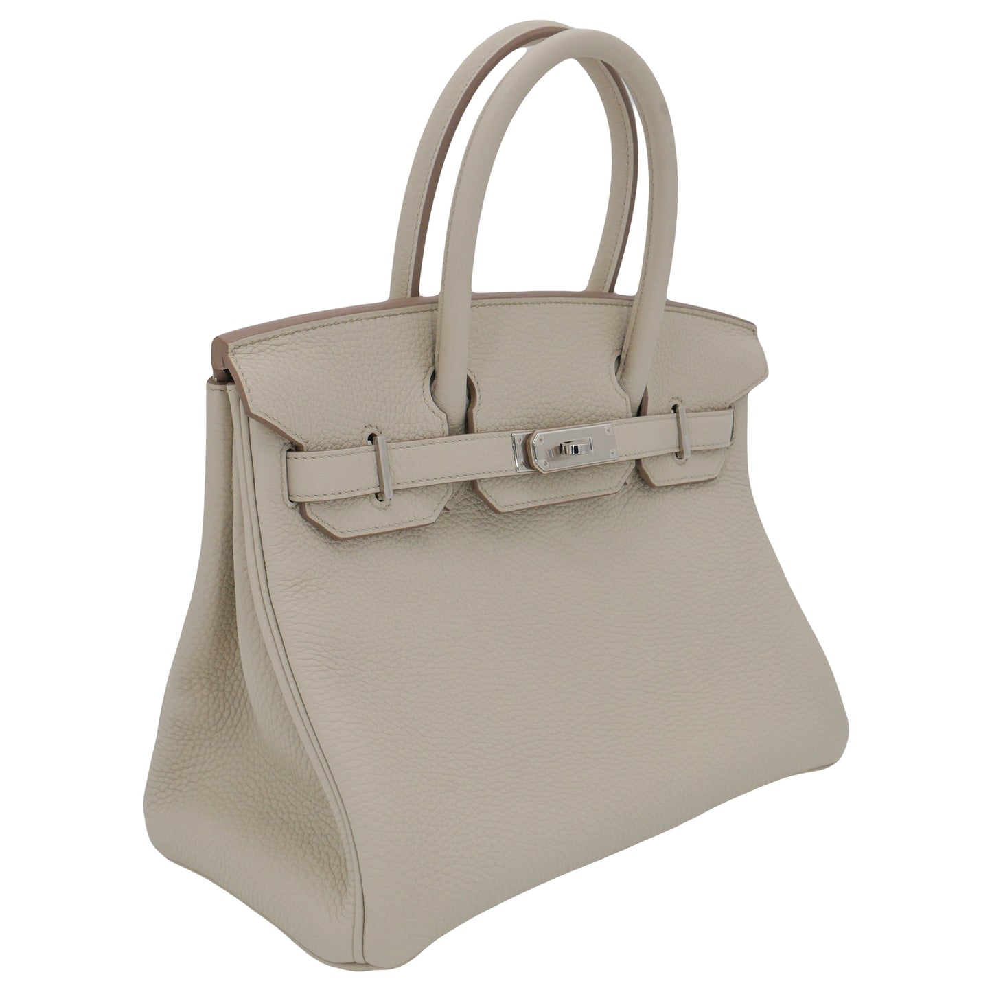 Hermès 30cm Birkin Beton Clemence Leather Palladium Hardware