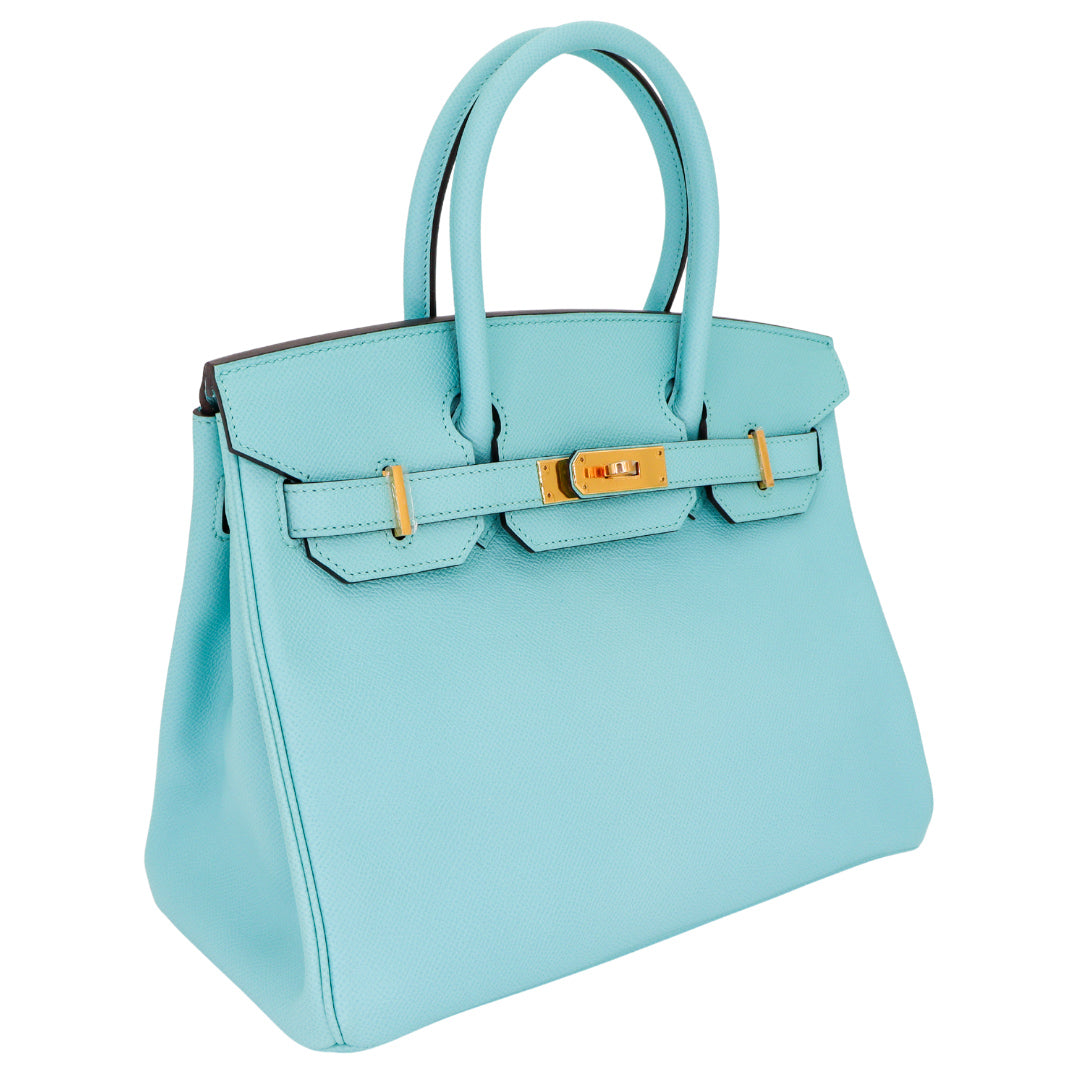 Hermès 30cm Birkin Bleu Atoll Epsom Leather Gold Hardware