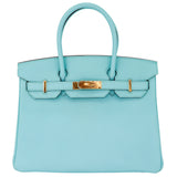 Hermès 30cm Birkin Bleu Atoll Epsom Leather Gold Hardware