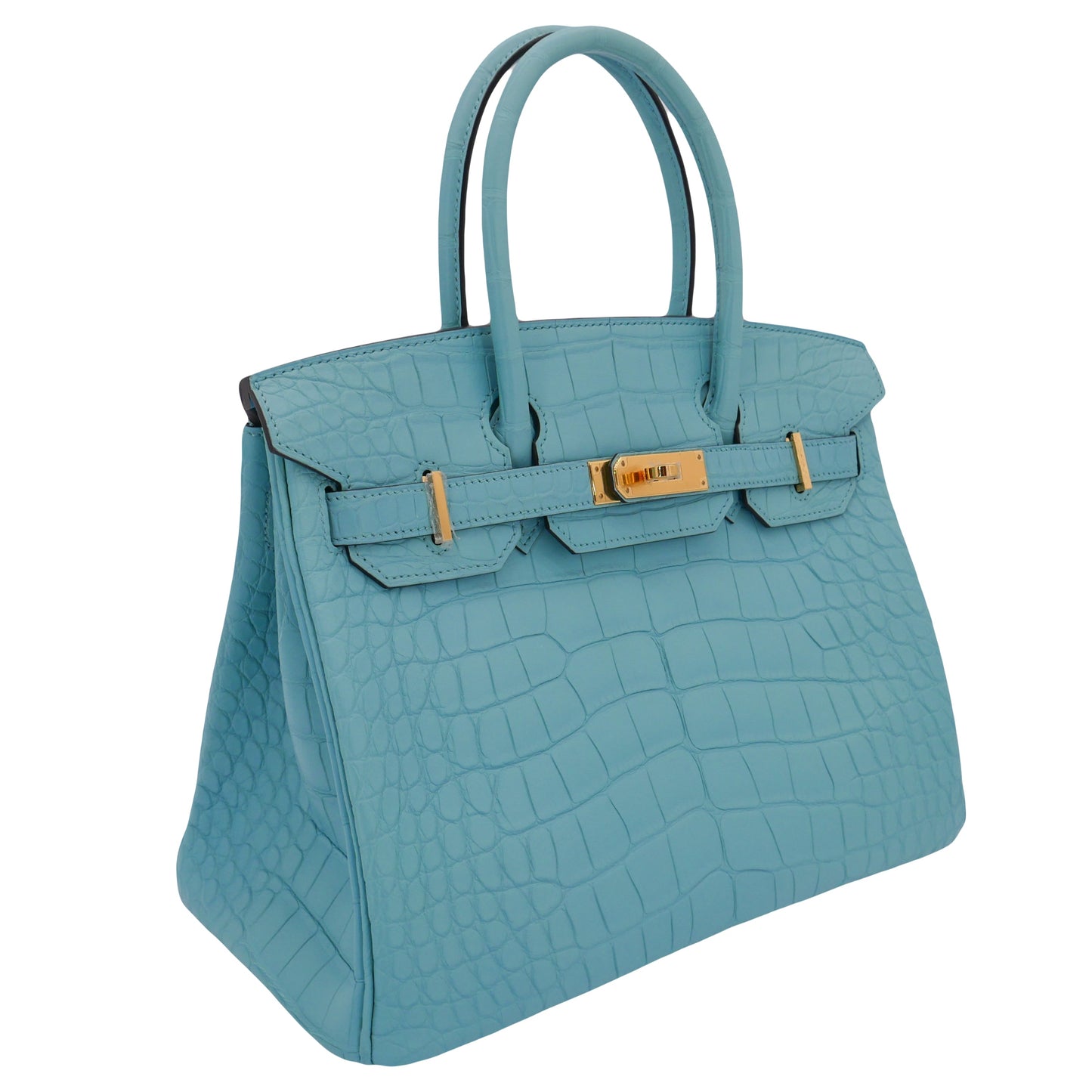 Hermès 30cm Birkin Bleu Saint Cyr Matte Alligator Gold Hardware