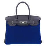 Hermès 30cm Birkin Bleu Saphir C?¥te ?† C?¥te Tuffetage Caban Swift Leather Palladium Hardware