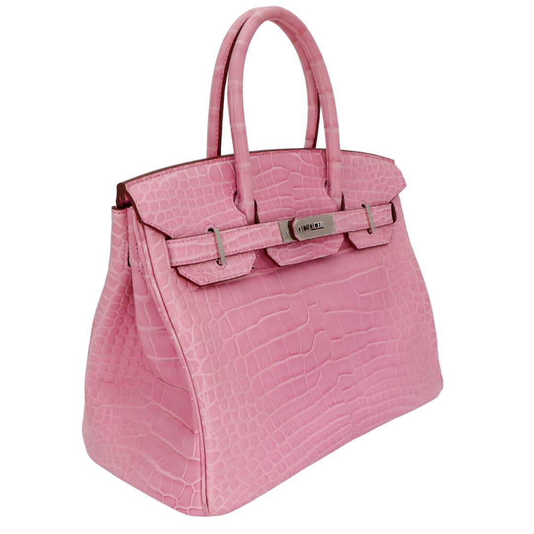 Hermès 30cm Birkin Bubblegum Matte Alligator Palladium Hardware