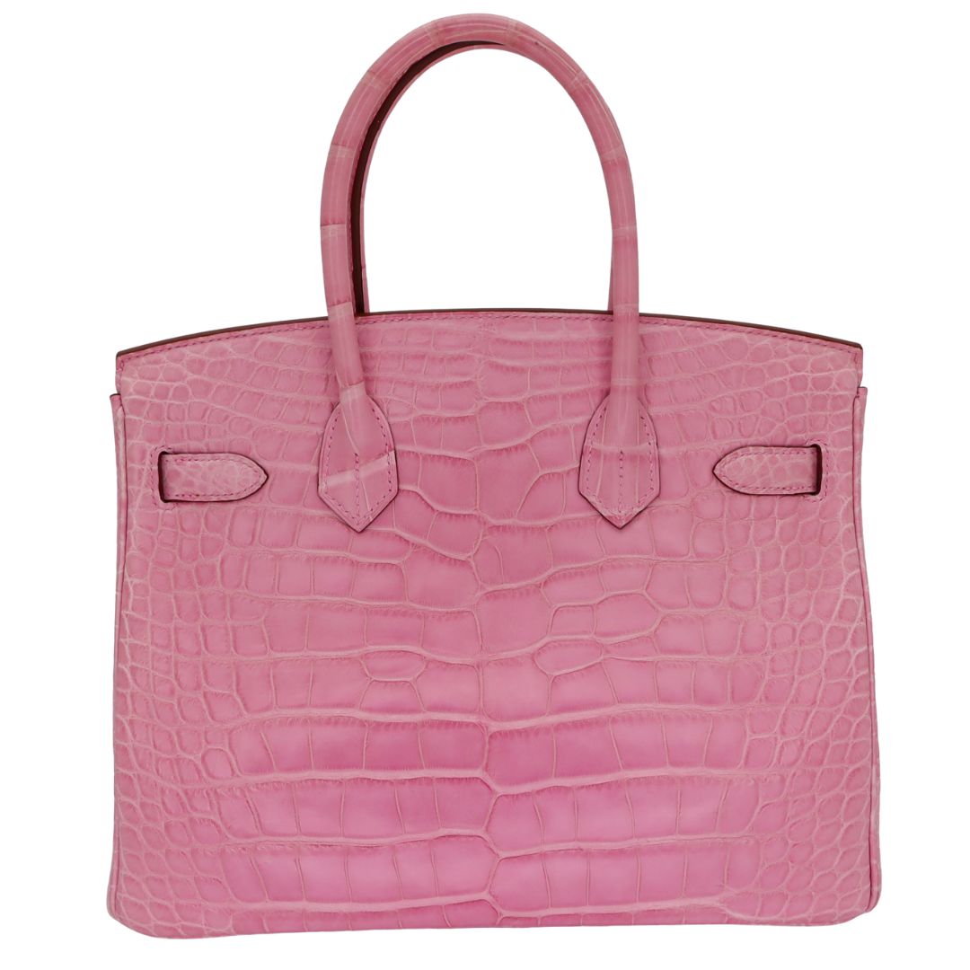 Hermès 30cm Birkin Bubblegum Matte Alligator Palladium Hardware
