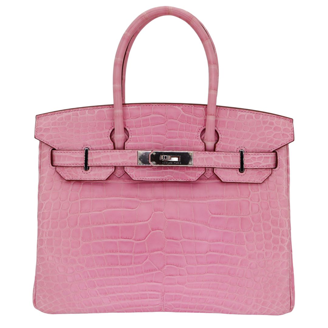 Hermès 30cm Birkin Bubblegum Matte Alligator Palladium Hardware