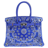 Hermès 30cm Birkin Customized Blue Bandana Swarovski Crystal Palladium Hardware