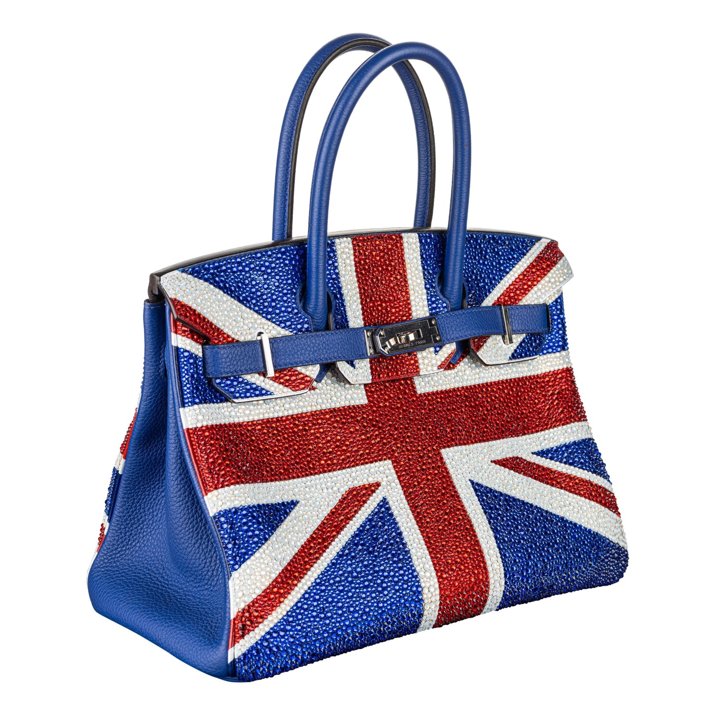 Hermès 30cm Birkin Customized Union Jack Swarovski Crystal Palladium Hardware