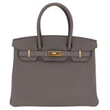 Hermès 30cm Birkin Etain Togo Leather Gold Hardware