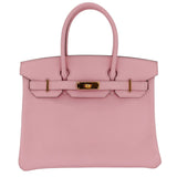 Hermès 30cm Birkin Rose Sakura Chevre Leather Gold Hardware