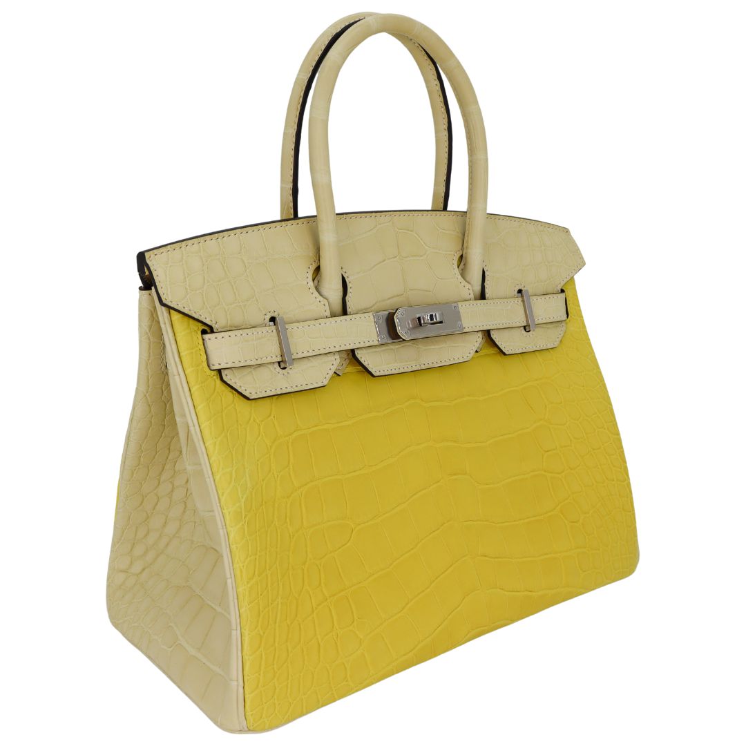Hermès 30cm Birkin HSS Vanille/ Mimosa Matte Alligator Palladium Hardware