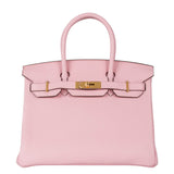 Hermès 30cm Birkin Rose Sakura Clemence Leather Gold Hardware